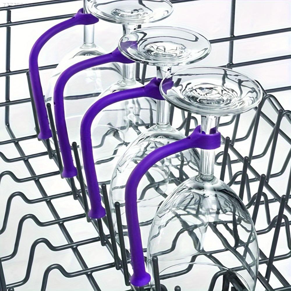 4Pcs Adjust Silicone Wine Glass Dishwasher Goblet Holder Safer Stemware Saver Utensils Saver Wine Glass Clip Washing Assistant