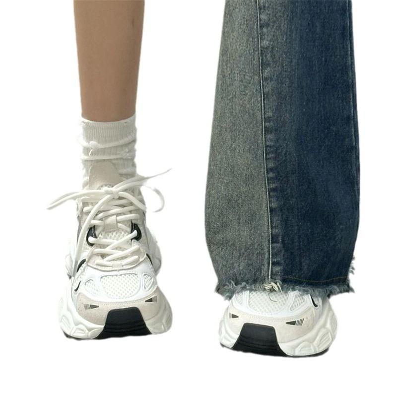 Popular dad shoes 2025 autumn new fashion thick-soled super soft versatile little white shoes mesh breathable casual sports shoes