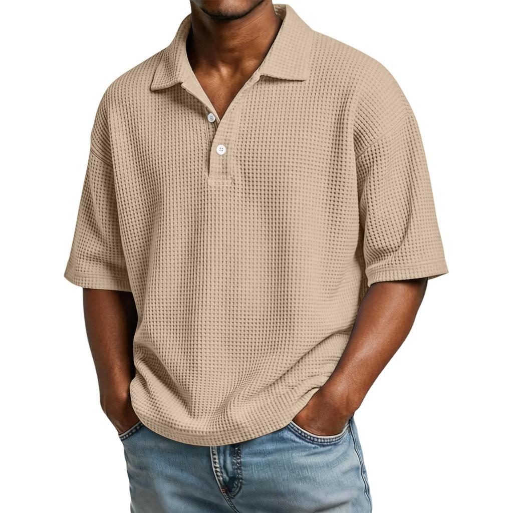 Men's Casual -Weave Collared Workwear Pocket Lightweight Breathable Short-Sleeve Shirt