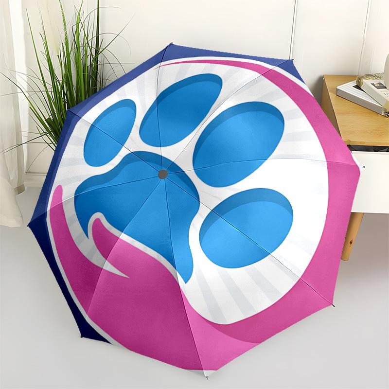 

1pc Paw Print Automatic Folding Umbrella - Portable Collapsible Design, 8-Rib Iron Frame, Durable Fabric yy251125091