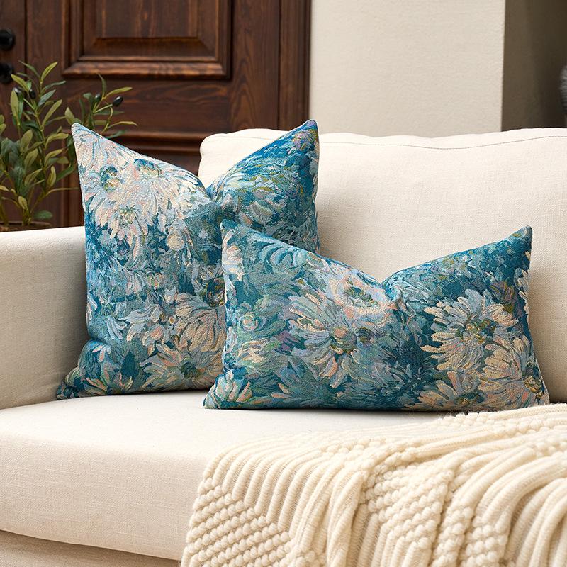 Soft Retro Floral Jacquard Cushion Cover - Without Pillow Insert