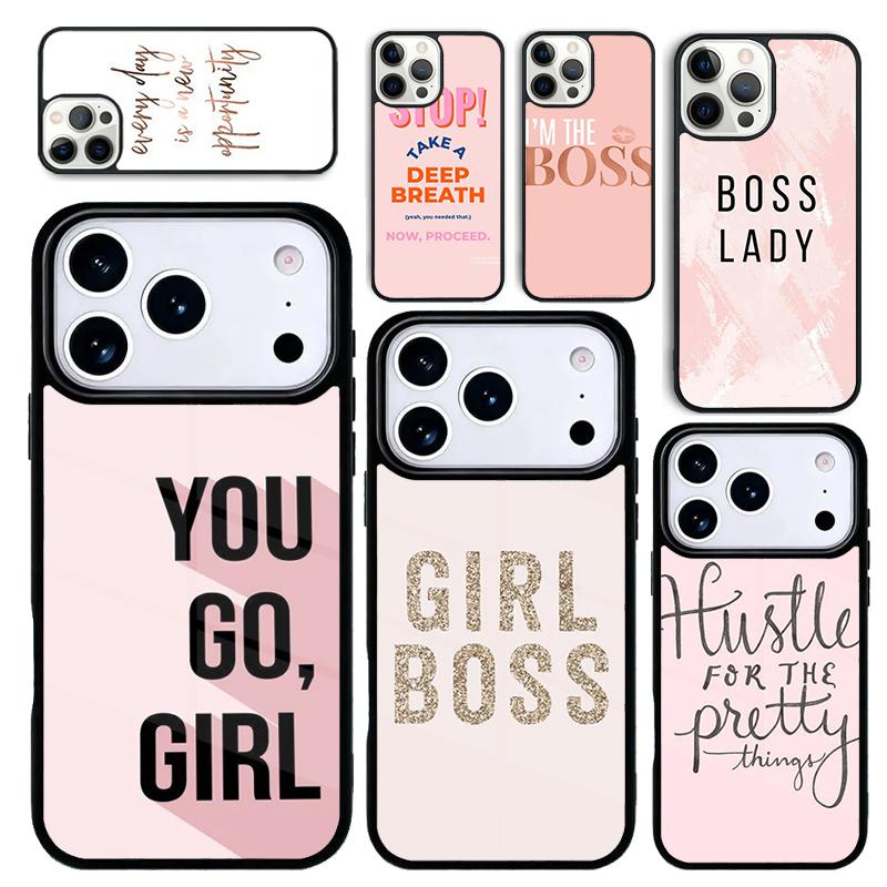 Capa Case for iPhone 17 Air 16 Pro Max 15 Plus 11 13 Mini 14 12 Back Phone Cover Pink Girl Boss