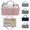 Cesta Organizadora de Fraldas Trançada Acolchoada Cesta de Armazenamento para Quarto de Bebê Estilo Boho com Compartimentos Alça Portátil Lixeira para Lenços Umedecidos de Bebê Essenciais para Recém-Nascidos