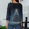 Women's Casual Fashionable Sexy Comfortable V-Neck Christmas Three-Quarter Sleeve Top