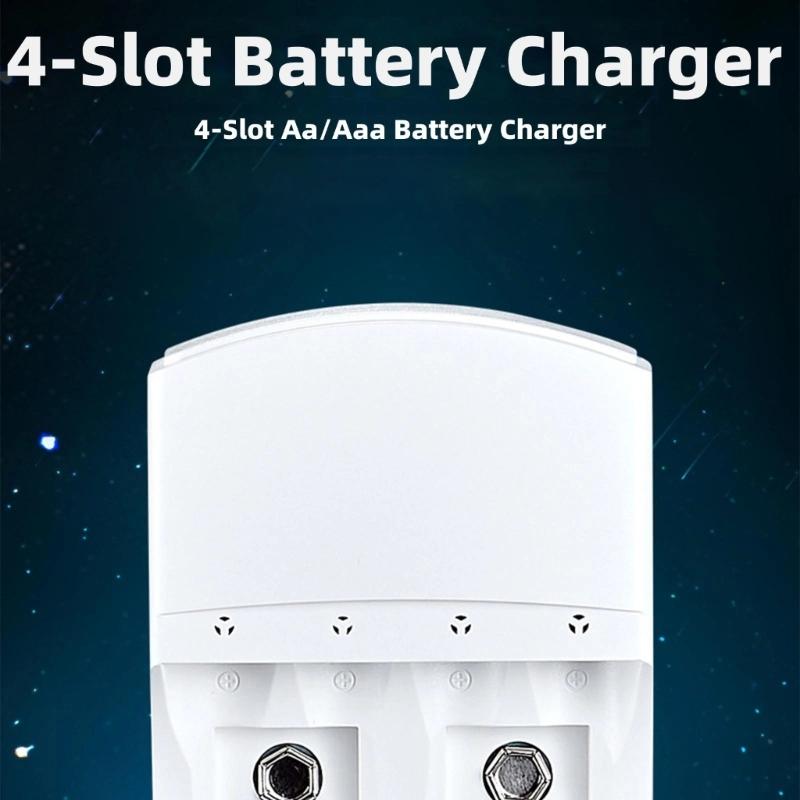 Batterieladegerät 4 Schächte Wand mit LED-Licht für 9V wiederaufladbare Batterie 1,2V LR06/LR03 wiederaufladbare Batterie