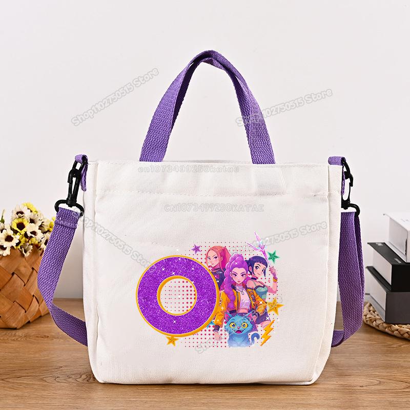 Schöne KPop Dämonenjäger Canvas Umhängetasche Multifunktionale Damen Handtasche Cartoon Mädchen Tragetasche Studenten Schultasche Damen Stoff Umhängetasche
