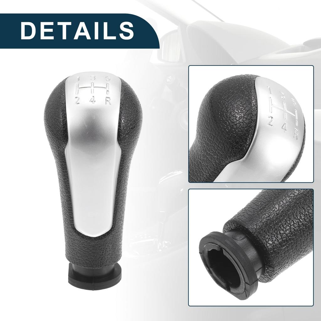 TUCKBOLD Manual Gear Shift Knob for Chevrolet Spark Durable Black Silver 5-Speed 2011-2016, 1pc, Plastic,