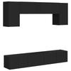 Wall Mounted TV Cabinet Set 4 Pcs Black Particleboard