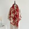 Elegant Camellia Double Sided Printed Warm Imitation Cashmere Scarf For Women