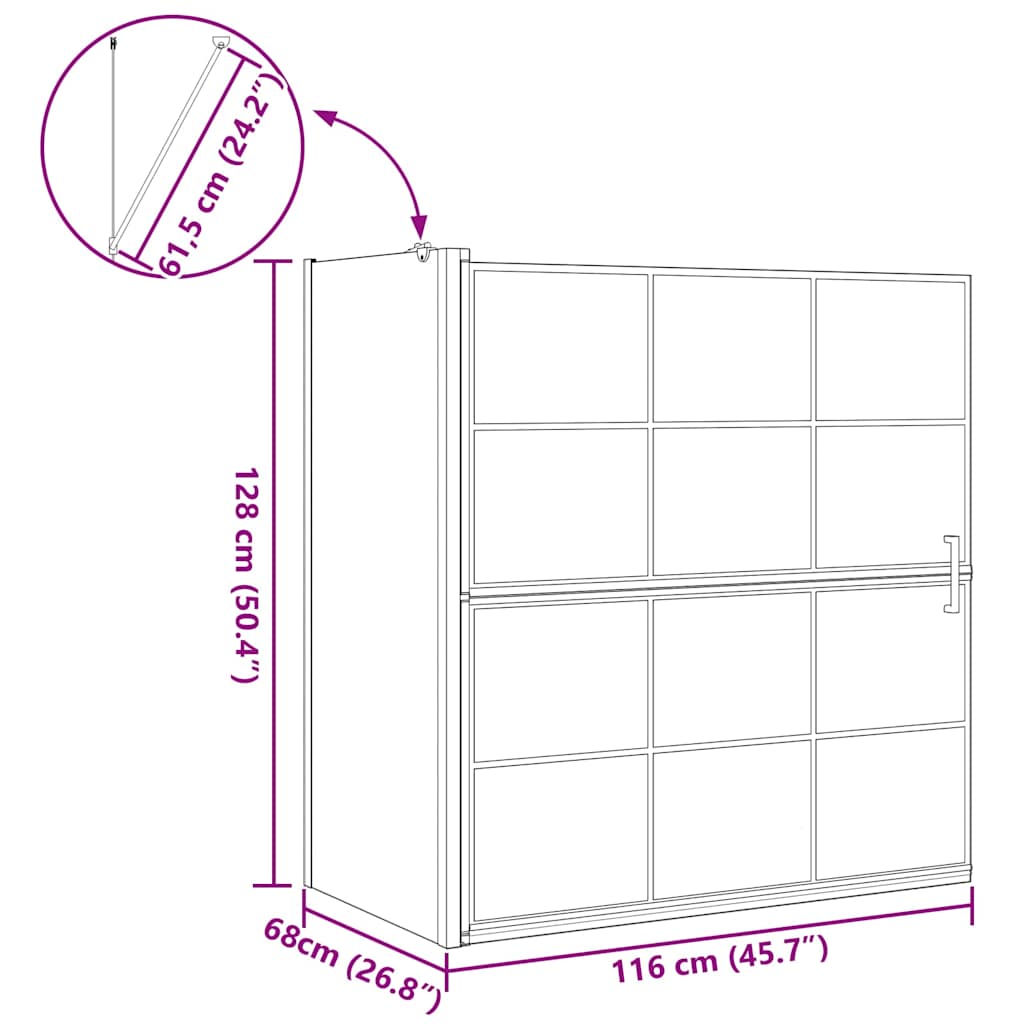 Black and Transparent Shower Screen 116 X 68 X 128 Cm