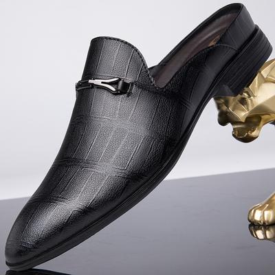 Fashion High Quality Half Drag Casual Sandals Shoes Men Slippers Genuine Leather Mens Shoes Lazy Penny Shoes Comfortable Slip On Loafers