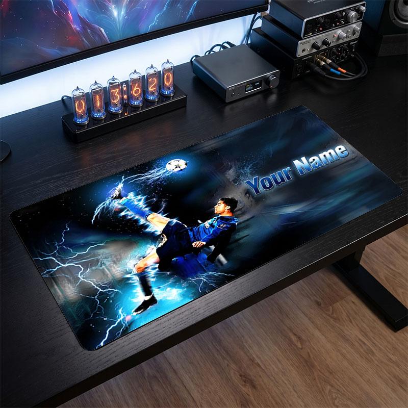 Tappetino Mouse Grande Personalizzato Cristiano Ronaldo, Stampa Testo Nome Personalizzato, Tappetino Scrivania Antiscivolo Logo Calcio Regalo Gaming