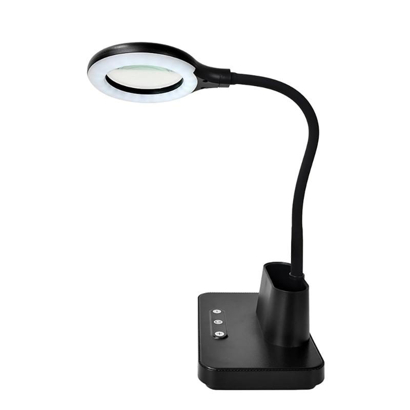 Mehrzweck-Schreibtischlampenlupe mit 5-facher Vergrößerung, drei Lichteinstellungen und USB-Aufladung zum Basteln und Lesen