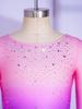 Kinder U-Rücken Langarm Glitzer-Leotard mit Farbverlauf und Rüschen-Schößchen für Rhythmische Gymnastik Tanzwettbewerb Bühne