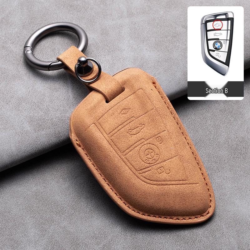Compatible Leather Keychain Shell for BMW Series: Fits X1, X3, X5, 1 Series, 3 Series, 5 Series, 6 Series, 7 Series, NFC Card Snap