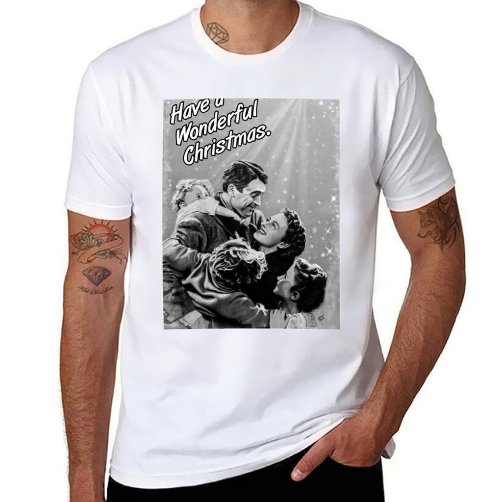 Its A Wonderful Life Christmas Tshirt Active Sports Short Sleeve Cotton Shirt
