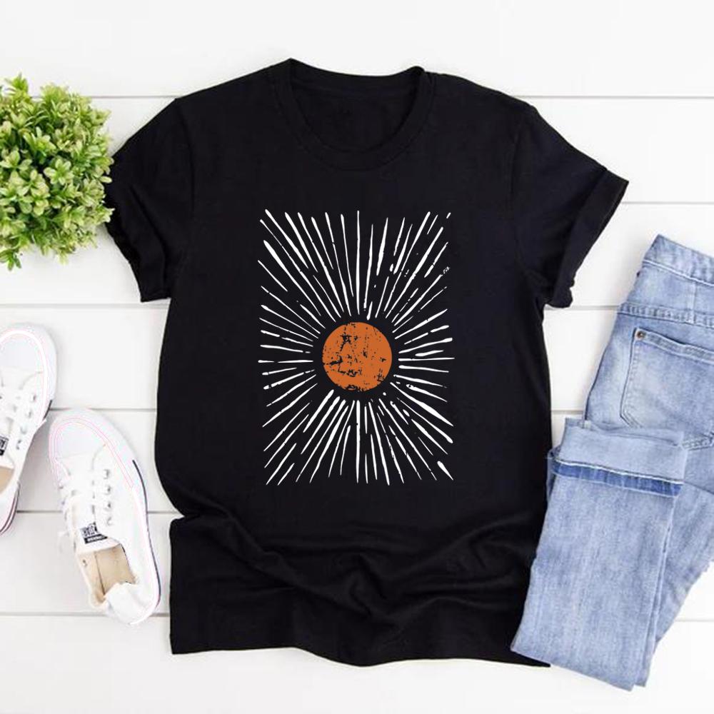 Sunburst Vintage TShirts Boho Shirt Sunshine Graphic Tee Unisex Women Short Sleeve Round Neck Tshirts Retro Aesthetic Clothes