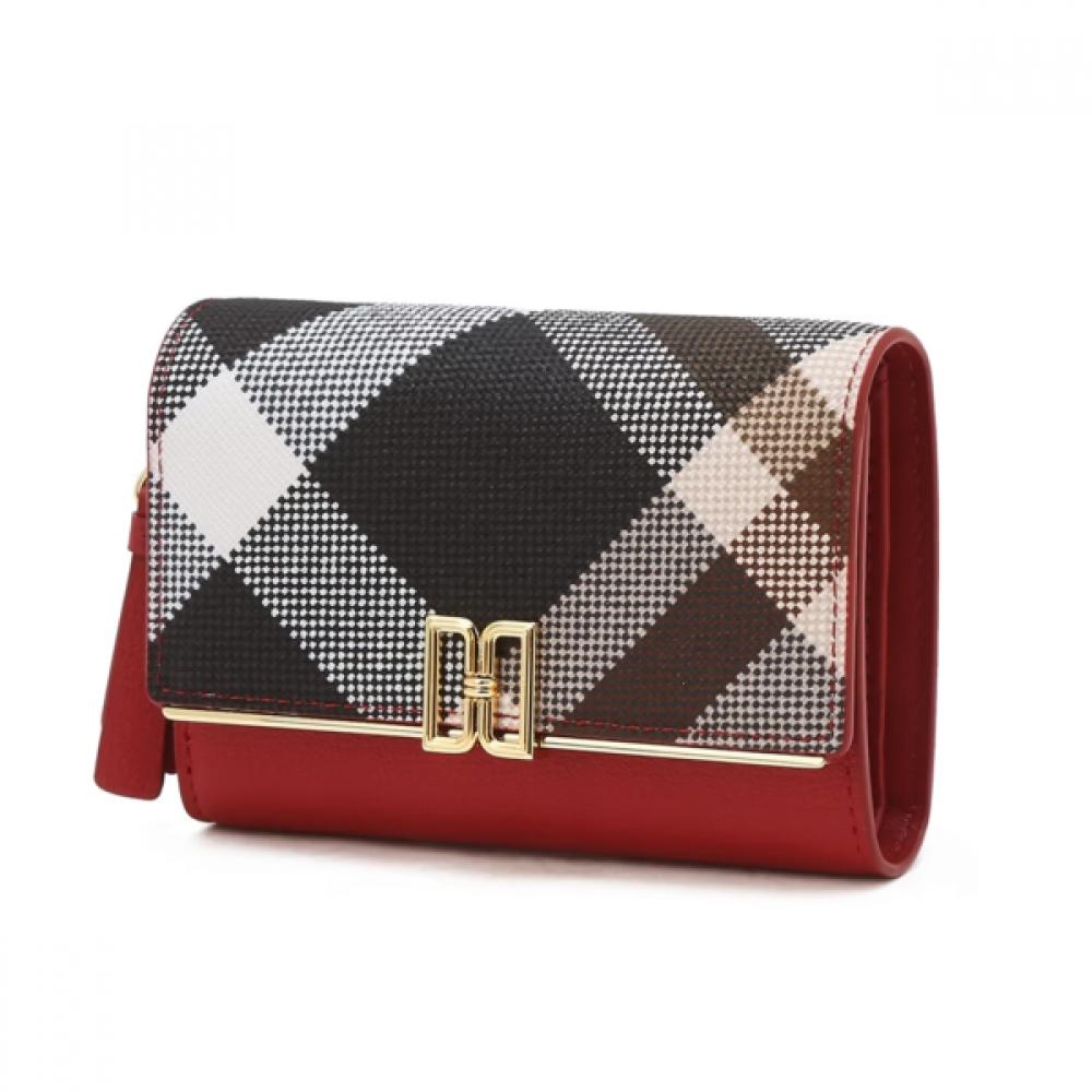 

Daks Red Check Dd Logo Leather Wallet Single option