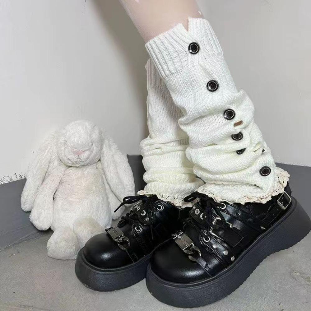 Lolita JK Knitted Leg Cover Harajuku Long Tube Stockings Fashion Y2K Leg Warmers  Girls
