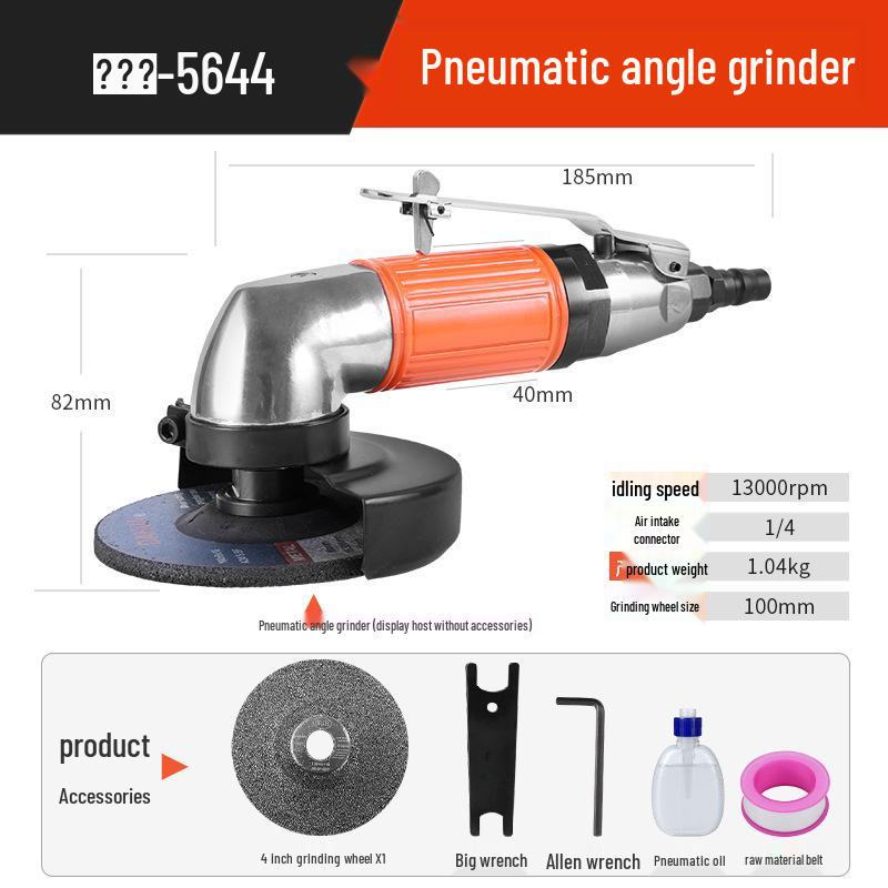 4" Pneumatic Angle Grinder, 5" Industrial-Grade Multipurpose Air-Powered Polisher & Cutter.