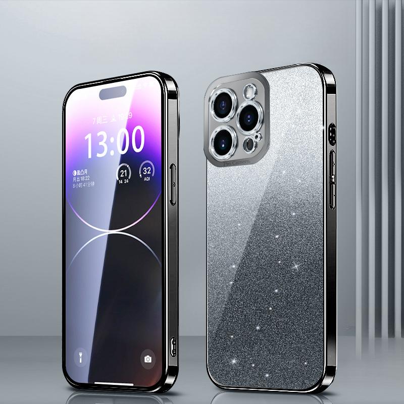 Підходить для iPhone16Pro Градієнтний Блискучий Чохол для Телефону Apple 15 Гальванізовані Ангельські Очі 14 Повністю Охоплюючий Захисний Чохол з ТПУ