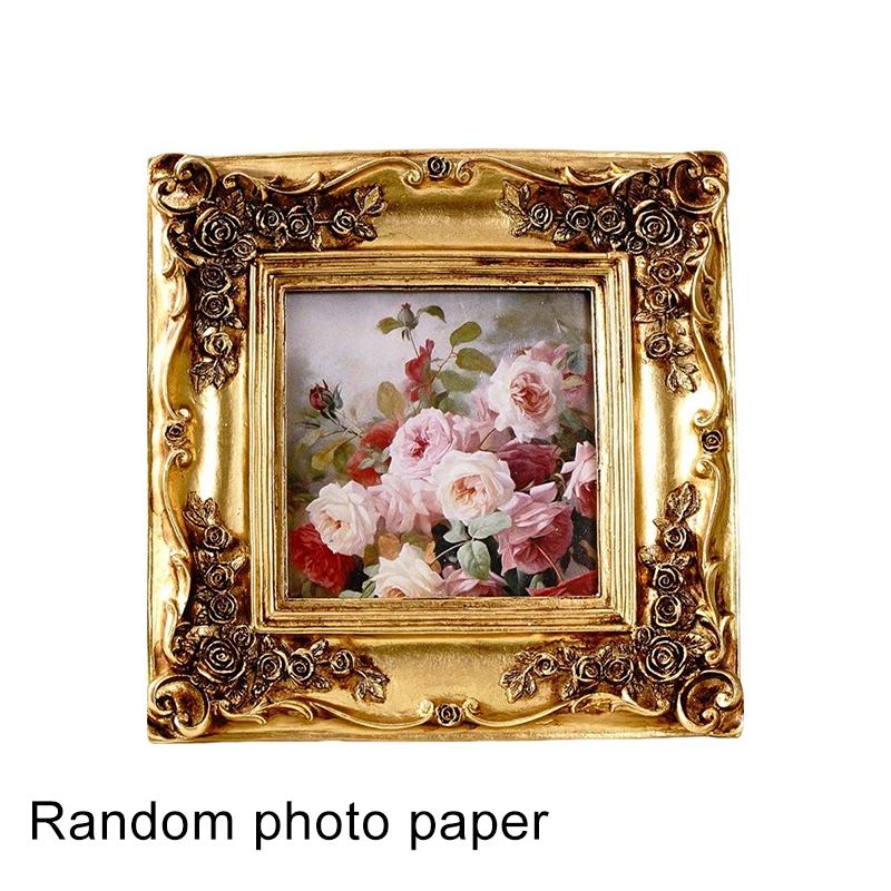 

1 шт. Золотая европейская роза, ретро-качалка, классическая смоляная фоторамка, случайная фотобумага, квадратная