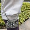 Women's Metallic Sequin Dumpling Bag, Handmade Beaded Woven Acrylic Crossbody Bag, Retro Shiny Shoulder Bag Phone Bag