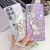 Advanced Wrinkles Suitable for Samsung S25ultra Bracelet Mobile Phone Case S24 Cartoon Mirror A56 Flash Powder Lens Film