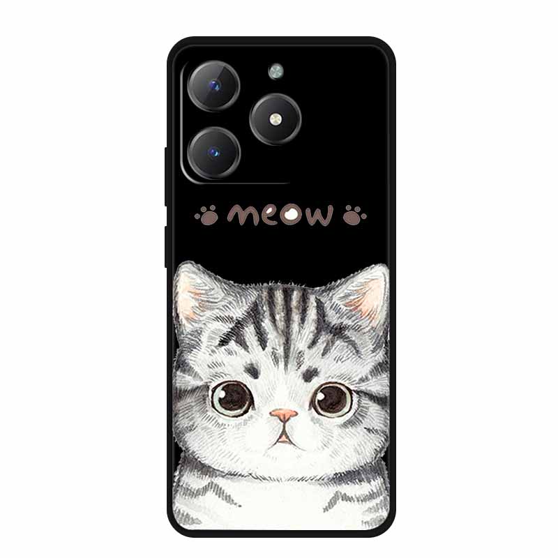 Black Silicone Case For Realme Narzo N61 Case N 61 Funda Cartoon Cat Soft Back Cover For Realme Note 60 Phone Case Shells Coque