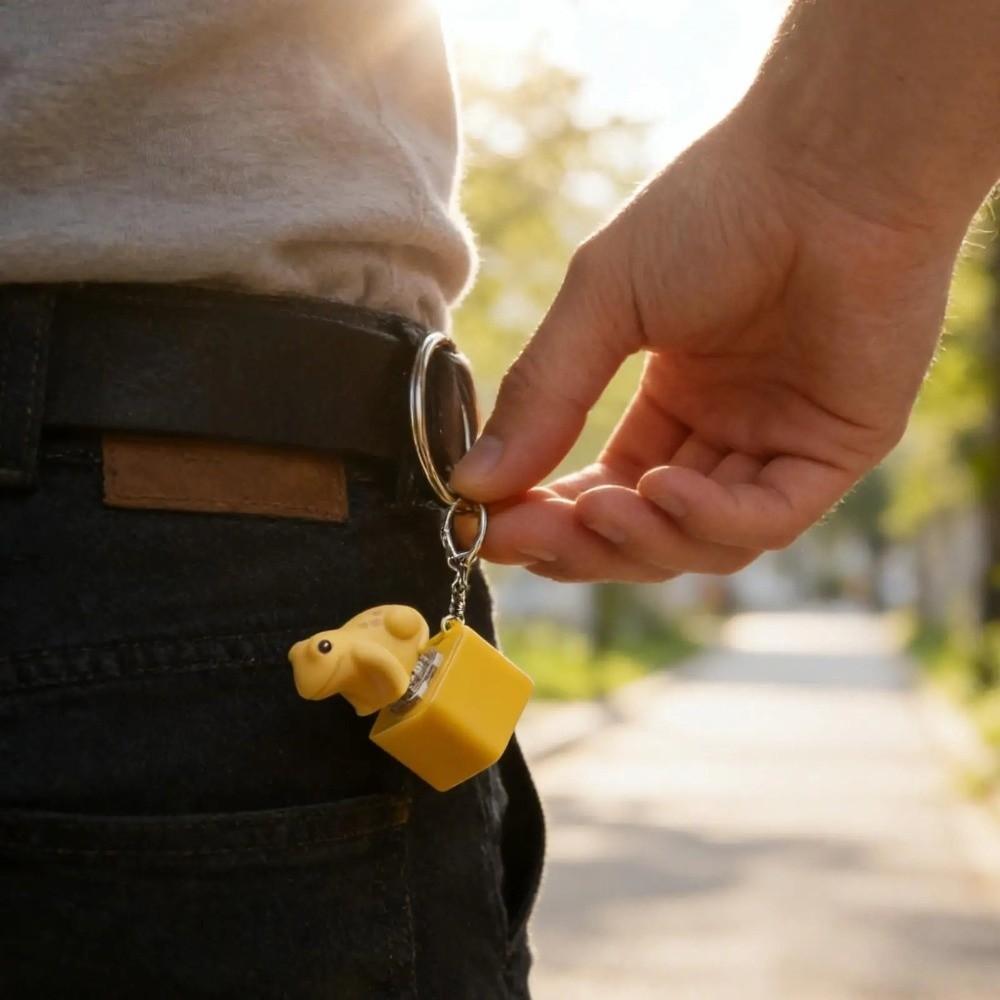 Plastic Croaking Frog Keychain Fingertip Button Electronic Keychain  Children Adult