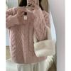 Autumn and winter twist pullover crew neck sweater women's soft waxy lazy wind loose thickened knitted top