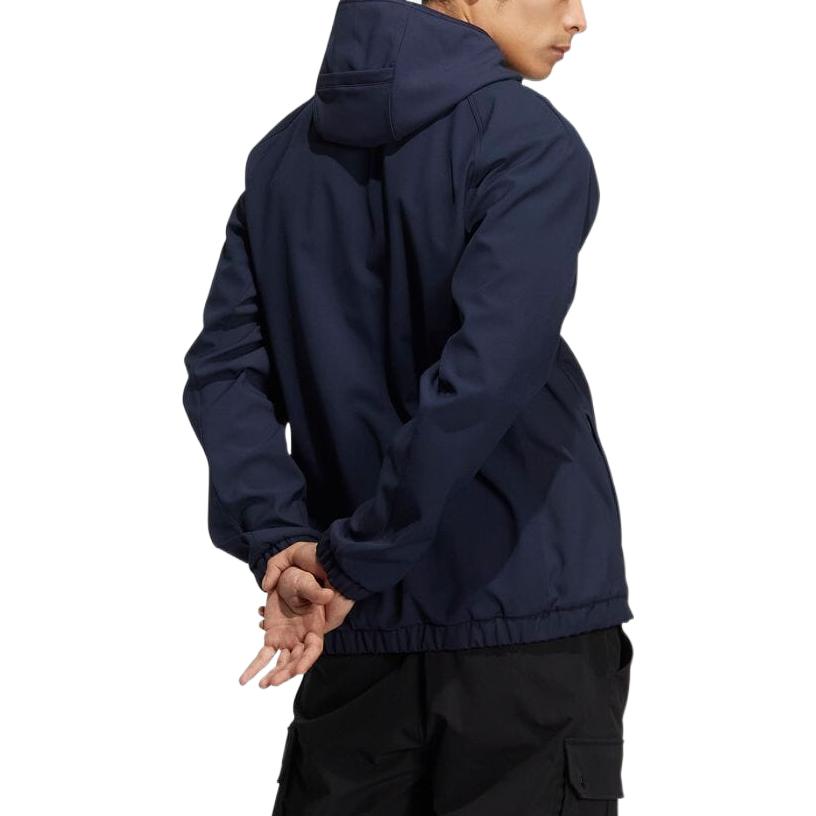 Adidas Solid Color Sports Casual Hooded Jacket Men Jacket Blue HP1415