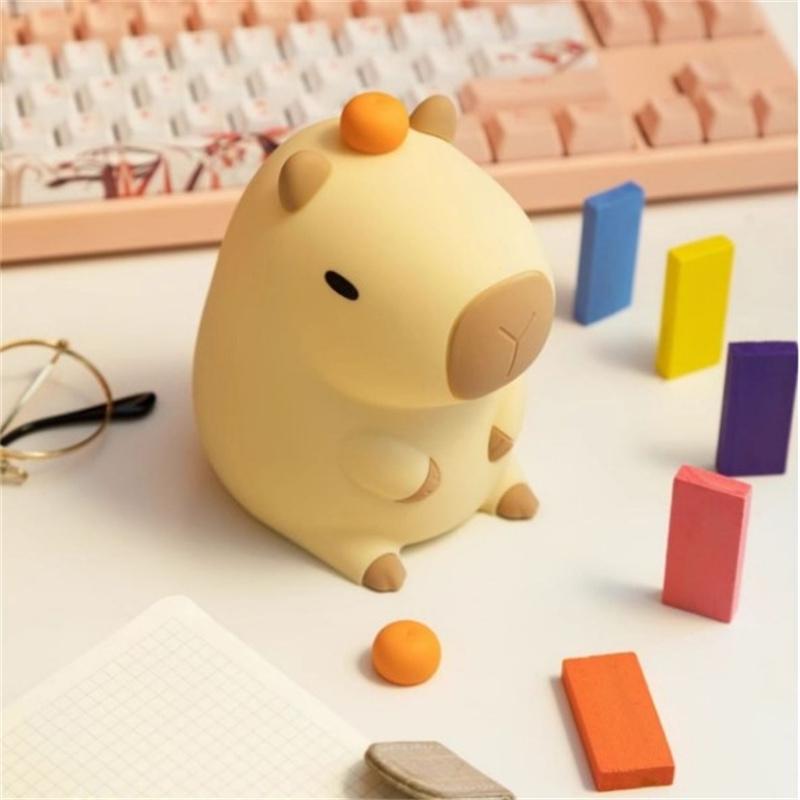 Capybara Nattlys, Nyhet Tegneserie Capybara Form Lampe Myk Silikon Med Oppladbar Og Berøringskontroll