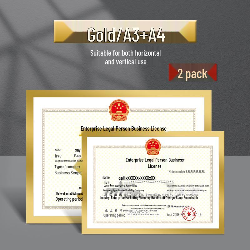 Waterproof A4 Business License & Food Hygiene Certificate Display Frame