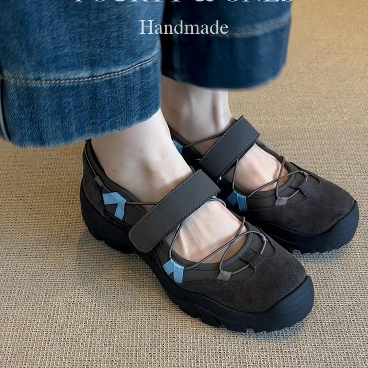 Sheepskin version~ Korean version of niche design ballet sneakers women's 2025 new Velcro Mary Jane shoes