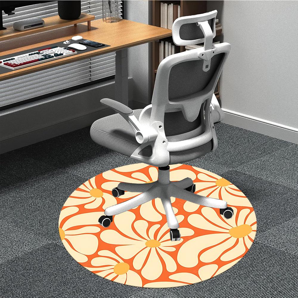 1pc Floral Pattern Office Round Area Rug, Indoor Mat Suitable For Office, Under Office Chairs Bedroom Living Room Home Decor, Room Deco
