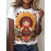 Summer Fashion Russian Girl T-Shirts Floral 3D Print Women Round Neck Short Sleeve T Shirt Tees Harajuku Y2K Top Female Clothing