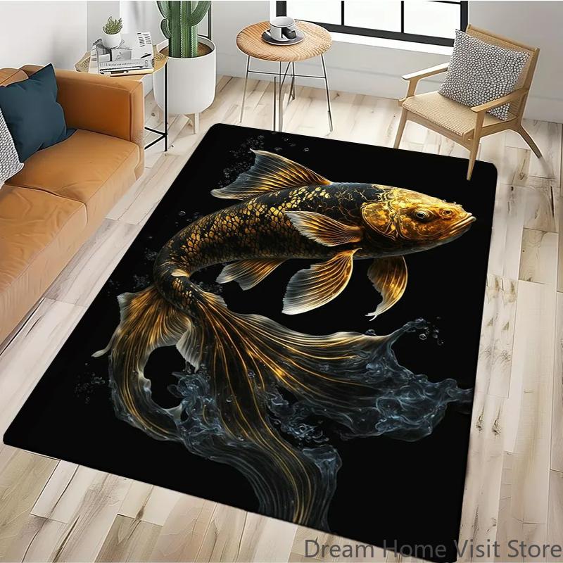 Black Gold Eagle Lion Carpet For Living Room Sofa Floor Cushions Modern Home Rug For Children's Bedroom Play Carpet Camping Mat