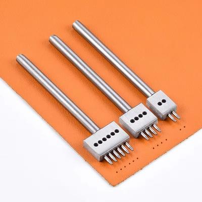 1Pcs Durable 2/4/6Teeth Leather Punching Tool Manual 4/5/6/8mm Hole Punch Tool Steel Handmade Round Punch Die Set