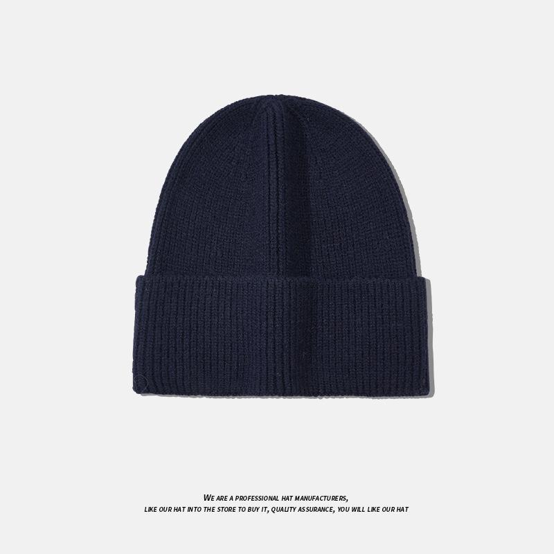 Knitted hat women's autumn and winter fashion versatile ear protection big head circumference cold hat men's solid color warm bag head wool hat