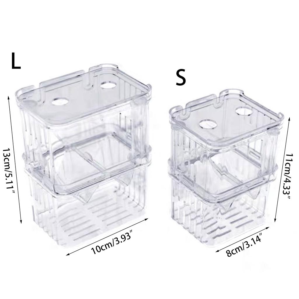 Baby Fish Breeding Box Clear Acrylic Isolation Boxes Aquarium Hatchery Incubator with Suction Cups for Newborn Shrimp