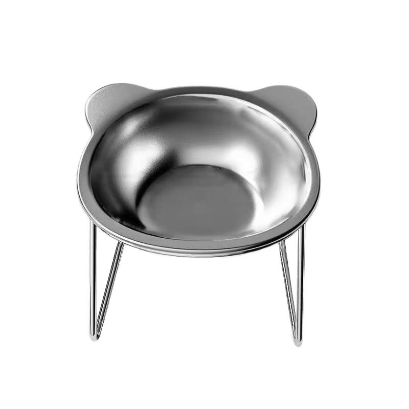 Stainless Steel Slanted Pet Bowl Anti Cervical Spondylosis For Cats And Dogs Dual Use Feeder