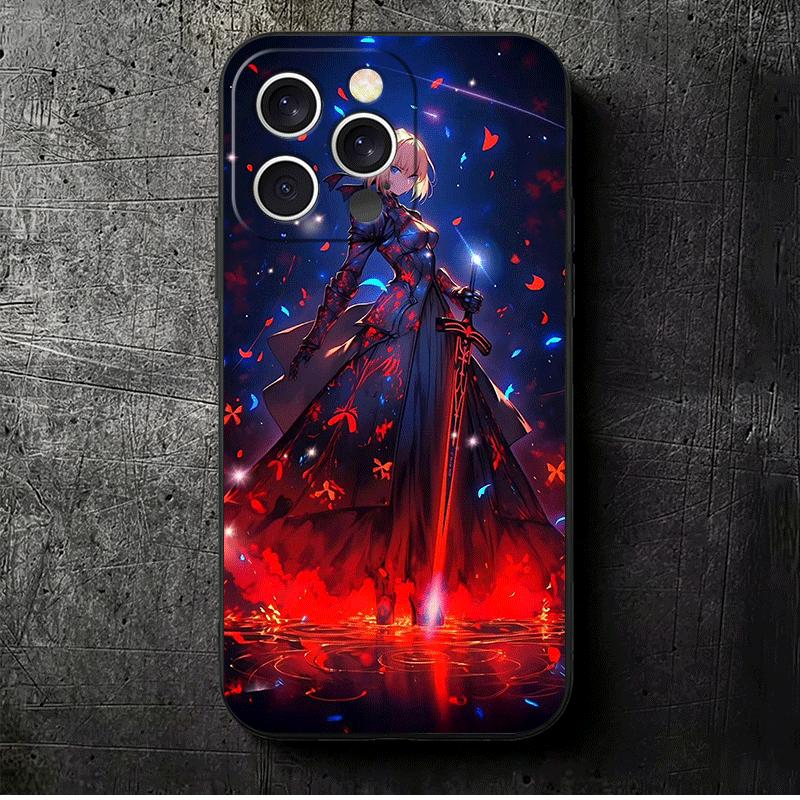 

Чехол для телефона Fate Zero Stay Night Saber Мягкий Чехол-накладка для iPhone 16 16E 17 Air 15 Pro Max 14 Plus 13 Mini 11 12 7 Черный Задняя панель iPhone 14 ProMax