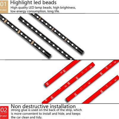 Car Interior 48 LED 4 In1 or 2 In 1Strip Atmosphere Decorative Ambient Light Flexible For 12-24V