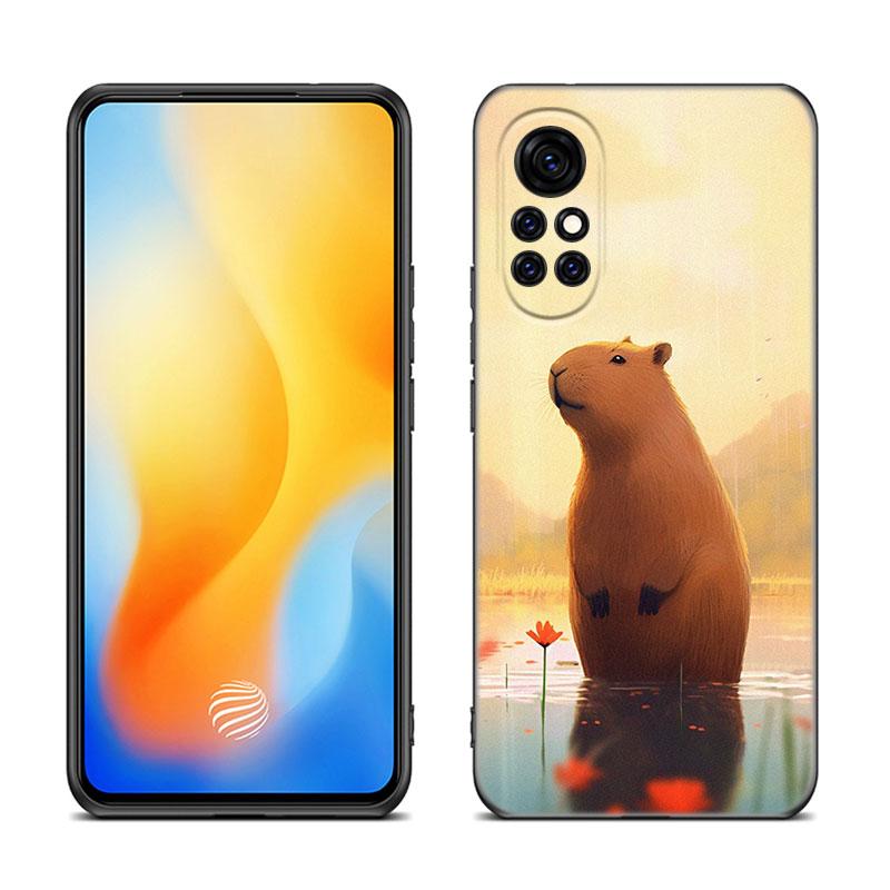 

Милый мультяшный капибара черный чехол для телефона Huawei Nova 8 9 10 SE 11 Ultra 12 Pro 7i 8i 11i 11E Y70 Plus Y60 Y61 Y71 Y90 Y91 Huawei Nova 8
