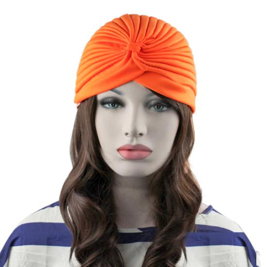 Modische Damen Indischer Stil Dehnbar Plissiert Turban Hut Kappe Kopfwickel Bandana