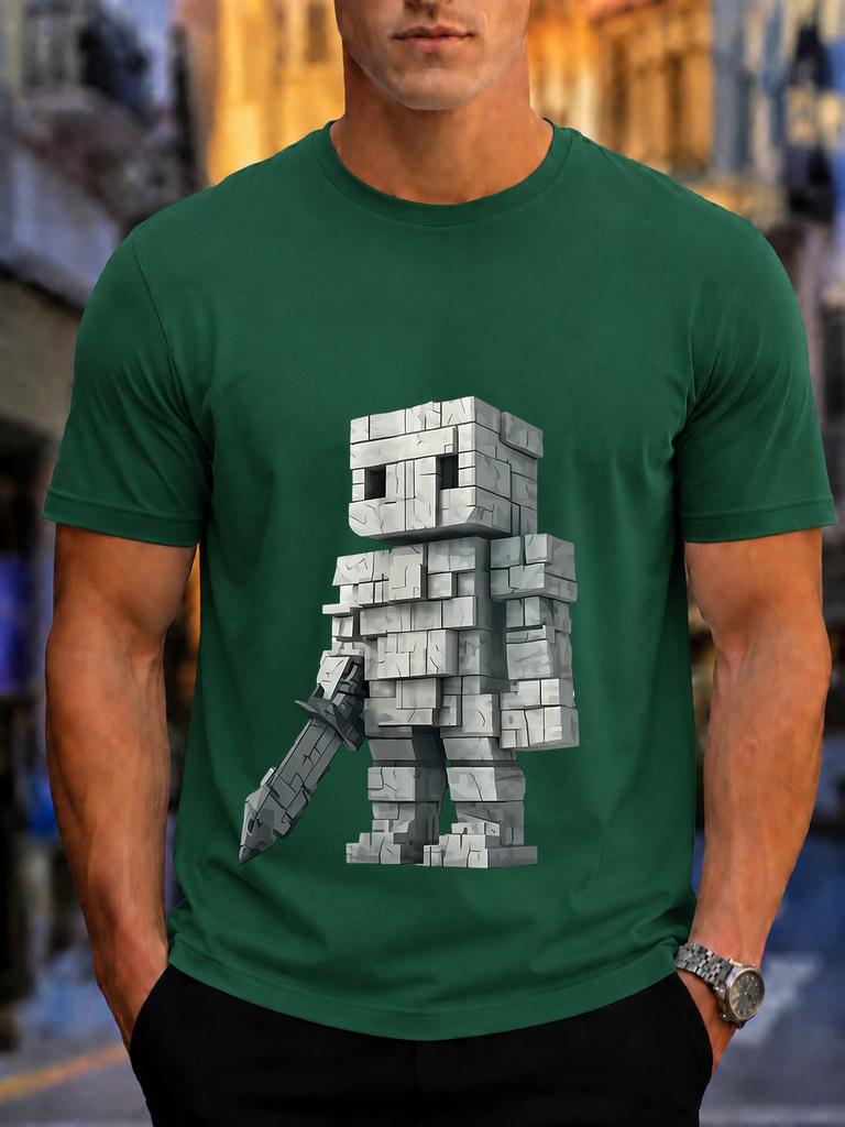 2026 New Pure Cotton Tshirt Rock Block Swordsunisex 3d Print Unisexs Crew Neck Top Casual Short Sleeve