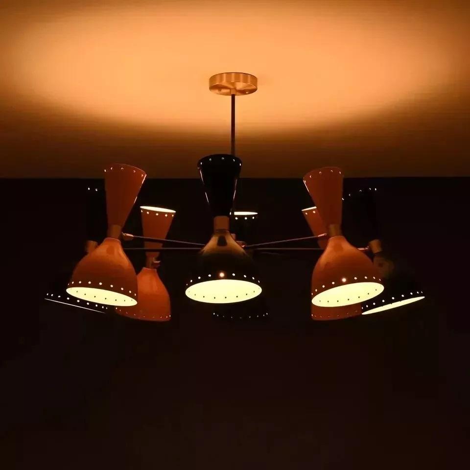 16 Bulb Elegant Italian Pendant Modern Stilnovo Style Diablo Shades Sputnik Chandelier Light Fixture