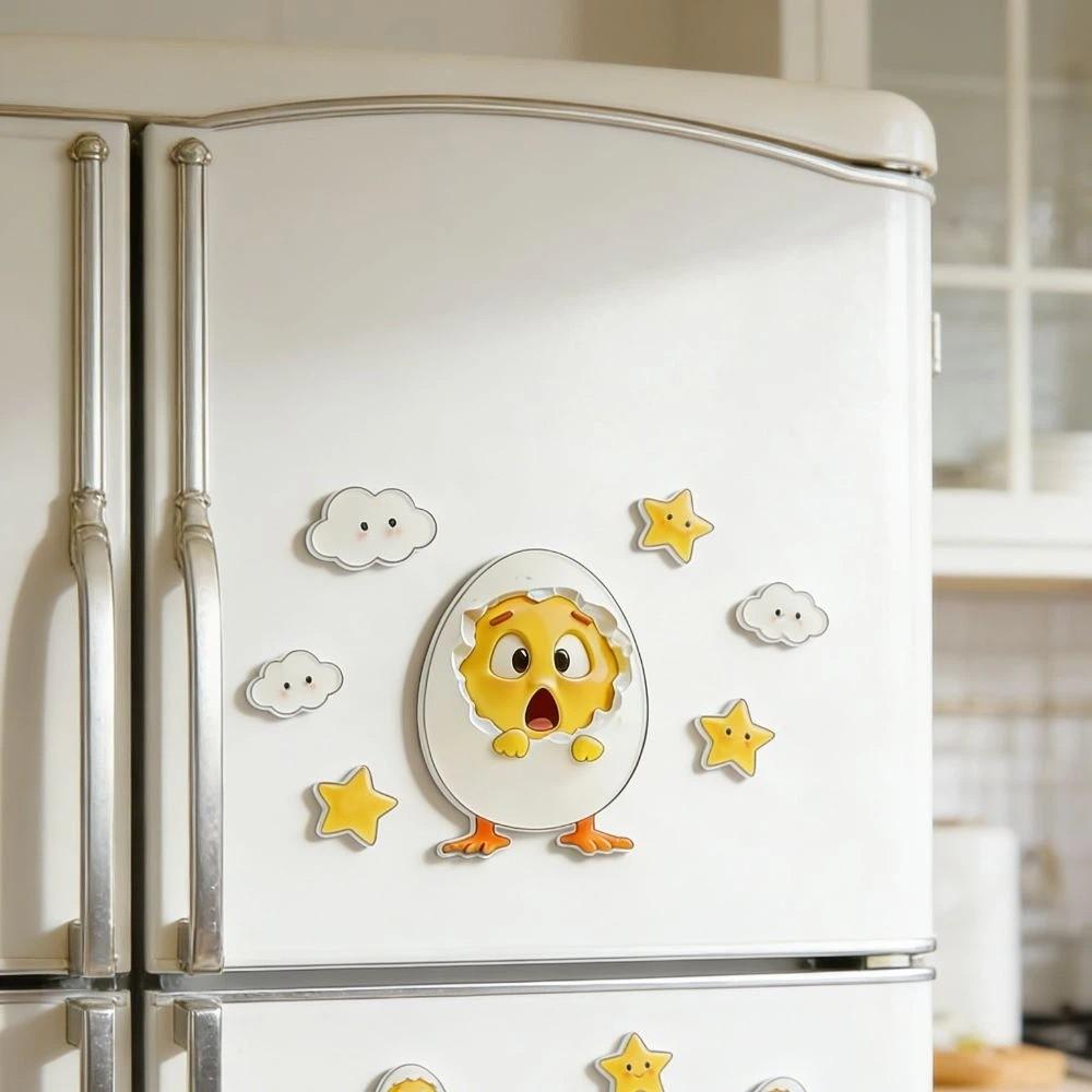 Autocollants Poussins Bricolage pour Frigo Poussins Simulation Animale Poussins Éclosent Oeufs Autocollant Poussin pour Réfrigérateur Cuisine