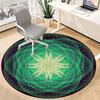 1pc Green Kaleidoscope Pattern Chair Carpet for Office, Round Polyester Mat, Indoor Decor for Office, Easycare Fabric, Washable Non-slip Area Carpet
